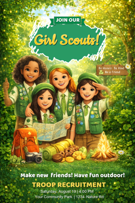 Yellow Girl Scouts Recruitment Poster Template | PosterMyWall