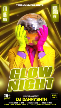 Yellow Glow Night Party Video Flyer Instagram Story template