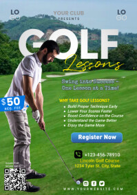 Yellow Golf Lessons A4 template
