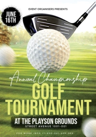 Yellow Golf Tournament Flyer A3 template