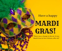 Yellow Gradient Mardi Gras Carnival Celebration Cards Medium Rectangle template