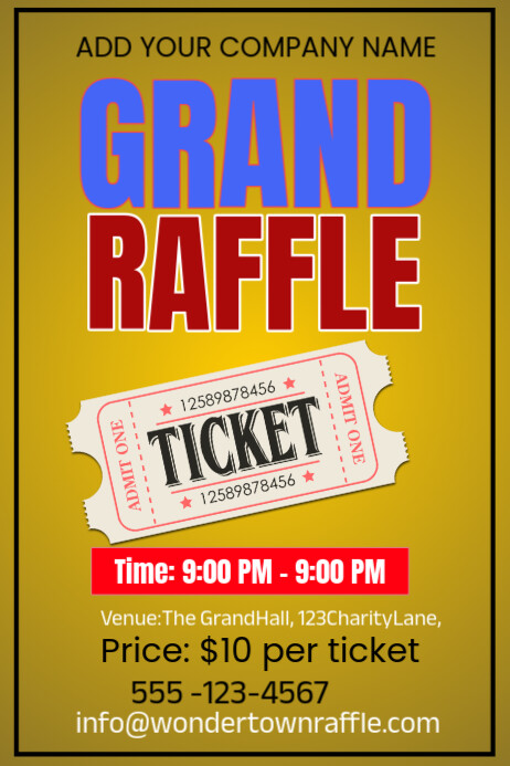 Yellow Grand Raffle Poster Template | PosterMyWall