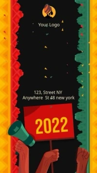 Yellow Green and Red Black History Banner Digital Display (9:16) template