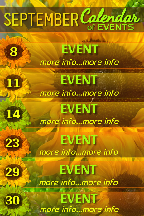 Yellow/Green List-Based September Events Post Плакат template