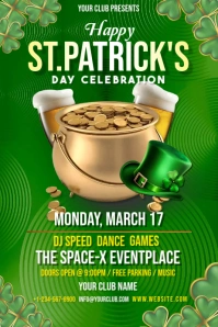 Yellow Green Maximalist St. Patrick's Day Poster template