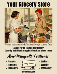 Yellow  Grocery Store Help Wanted Ad Flyer (us Letter) template