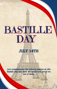 Yellow Grunge Bastille Day Flyer Tabloid Tabloïd template