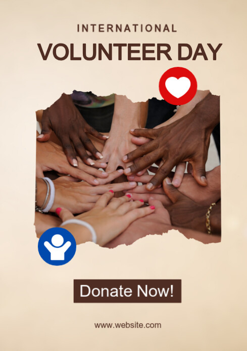 Copy of Yellow Grunge International Volunteer Day A4 | PosterMyWall