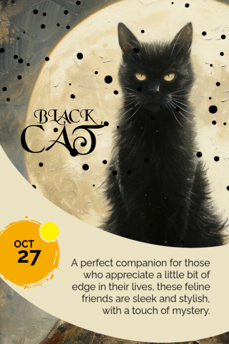 Yellow Grunge National Black Cat Day Poster template