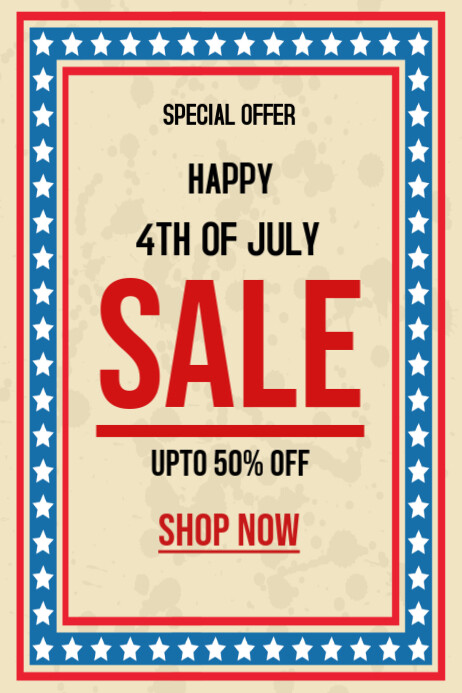 Yellow Grunge Special Offers Sales For The 4th Of July Independence Day  Poster Cartaz template