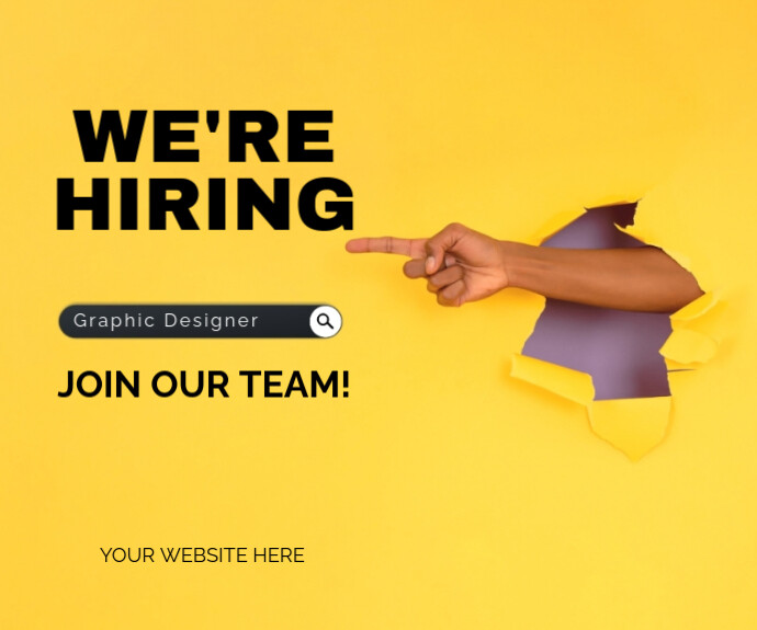 Yellow Grunge We Hiring Job Opportunity Announcement Notice  Medium Rectangle Retângulo médio template