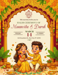Yellow Haldi Ceremony Flyer Pamflet (Letter AS) template