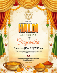 Yellow Haldi Ceremony Invitation Flyer template
