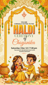 Yellow Haldi Ceremony Invitation Instagram Story template