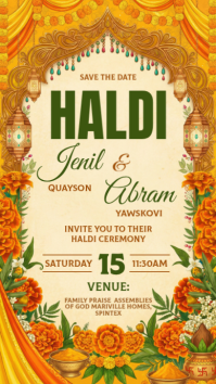 Yellow Haldi Ceremony Invitation Instagram Story template