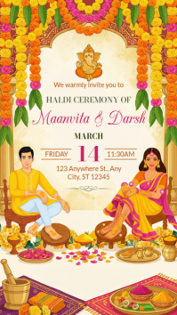 Yellow Haldi Ceremony Invitation Instagram Story template