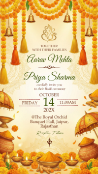 Yellow Haldi Ceremony Invitation Instagram Story template