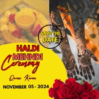 Yellow  Haldi Mehndi Ceremony  Instagram Post template