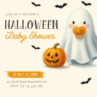 Yellow Halloween Baby Shower Instagram Post template