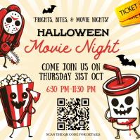 Yellow Halloween Movie Night Instagram Post template