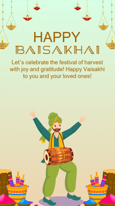 Yellow  Happy Baisakhai Celebration Template  Instagram Story