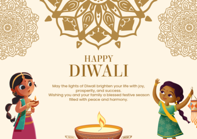 Yellow Happy Diwali Card Postcard Template | PosterMyWall