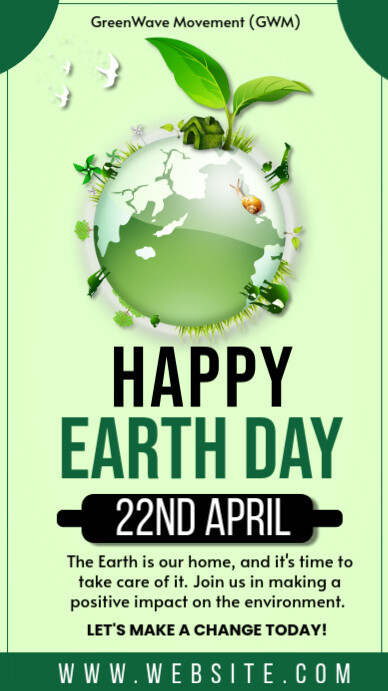 Yellow  Happy Earth Day Instagram Story template
