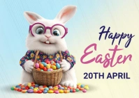 Yellow Happy Easter Postcard template