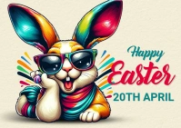 Yellow Happy Easter Postcard Postal template