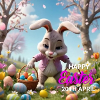 Yellow Happy Easter Postcard Publicación de Instagram template