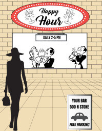Yellow  Happy Hour Ad Flyer Flyer (us Letter) template