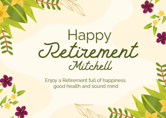 Retirement Front Yellow Happy Retirement Templates Postcard Template | PosterMyWall