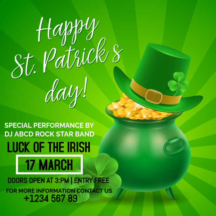 Yellow Happy S`t Parrick`s Day , Luck Of The Irish Instagram Post ...