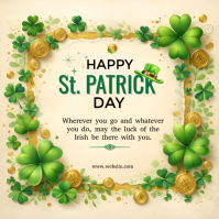 Yellow Happy St. Patrick’s Day Greeting Card Template | Lucky Shamrock Design Square Persegi (1:1)