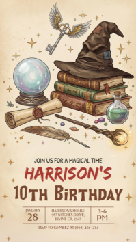 Yellow Harry Potter Birthday Party Instagram Story template