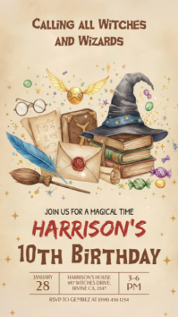 Yellow Harry Potter-themed Birthday Instagram Story template