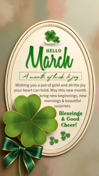 Yellow Hello March Instagram Story | St. Patrick's Day Monthly Blessings Post template