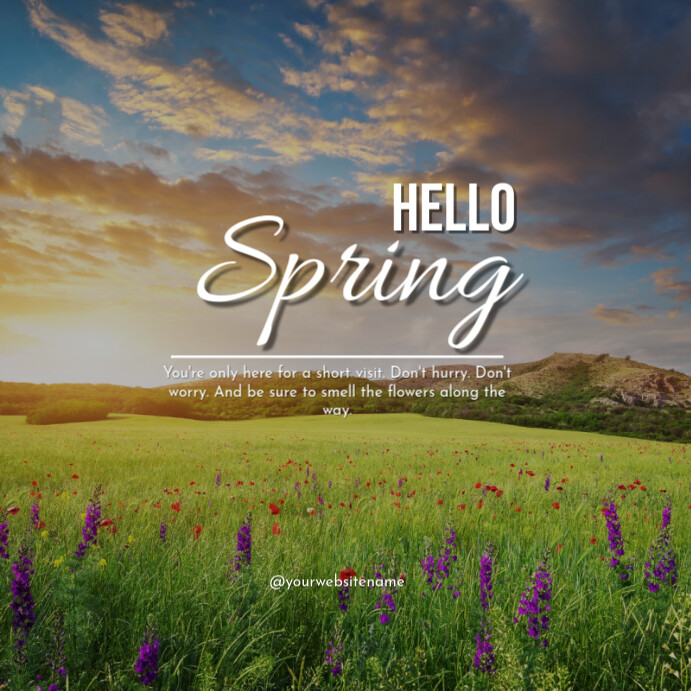 Yellow Hello Spring Instagram Post templaat | PosterMyWall