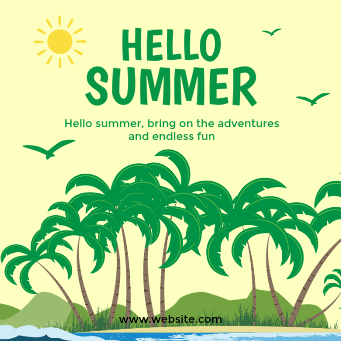 Yellow hello Summer Instagram Post Template | PosterMyWall