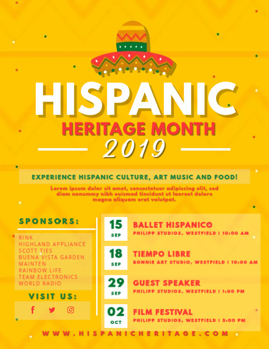 Yellow Hispanic Heritage Month Flyer Template PosterMyWall