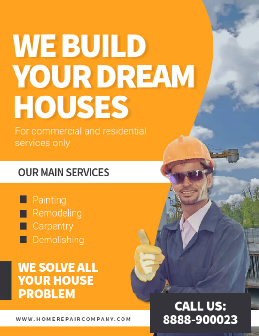 Yellow Home Repair Service Poster 传单(美国信函) template