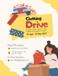 Yellow Illustrated Clothing Drive Flyer template