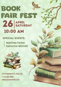 Yellow Illustrative Book Fair Festival Event A4 template