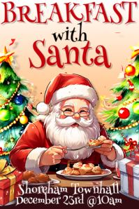 Yellow Illustrative Breakfast With Santa Poster template