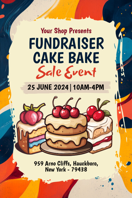 Plantilla de Yellow Illustrative Cake Fundraiser Poster | PosterMyWall