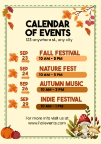 Yellow Illustrative Calendar Of Events A2 template