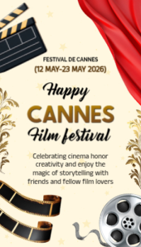 Yellow Illustrative Cannes Film Festival Business Card นามบัตร template