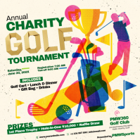 Yellow Illustrative Charity Golf Tournament Instagram Post template
