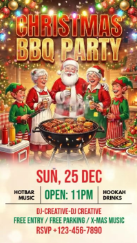 Yellow Illustrative Christmas Bbq Party Instagram Story template