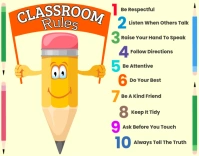 Yellow Illustrative Classroom Rules Poster Template Poster/wallboard
